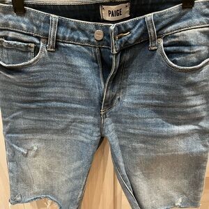 PAIGE Women’s Distressed Blue Jean Shorts, Size 28